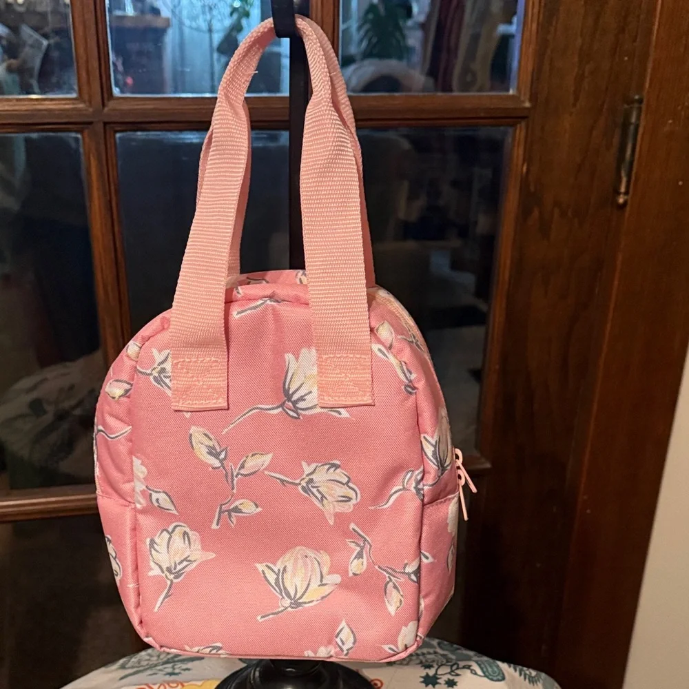 Fridge Pak Pink Floral Insulated Lunch Bag‎ Small Portable Thermal Tote Zipper
